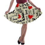 Love Abstract Background Love Textures A-line Skater Skirt