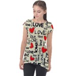 Love Abstract Background Love Textures Cap Sleeve High Low Top