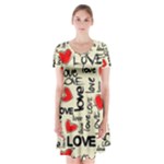 Love Abstract Background Love Textures Short Sleeve V-neck Flare Dress