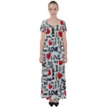 Love Abstract Background Love Textures High Waist Short Sleeve Maxi Dress