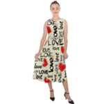 Love Abstract Background Love Textures Midi Tie-Back Chiffon Dress