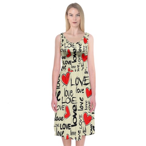 Love Abstract Background Love Textures Midi Sleeveless Dress from ArtsNow.com