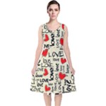 Love Abstract Background Love Textures V-Neck Midi Sleeveless Dress 