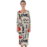 Love Abstract Background Love Textures Quarter Sleeve Midi Bodycon Dress