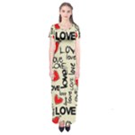 Love Abstract Background Love Textures Short Sleeve Maxi Dress