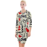 Love Abstract Background Love Textures Quarter Sleeve Hood Bodycon Dress