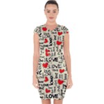 Love Abstract Background Love Textures Capsleeve Drawstring Dress 