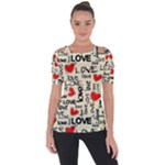 Love Abstract Background Love Textures Shoulder Cut Out Short Sleeve Top