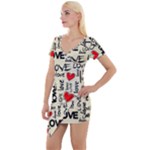 Love Abstract Background Love Textures Short Sleeve Asymmetric Mini Dress