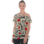 Love Abstract Background Love Textures Off Shoulder Tie-Up T-Shirt