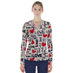 Love Abstract Background Love Textures V-Neck Long Sleeve Top