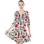 Love Abstract Background Love Textures Quarter Sleeve Front Wrap Dress