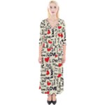 Love Abstract Background Love Textures Quarter Sleeve Wrap Maxi Dress