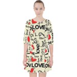 Love Abstract Background Love Textures Quarter Sleeve Pocket Dress