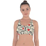 Love Abstract Background Love Textures Cross String Back Sports Bra