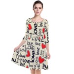 Love Abstract Background Love Textures Quarter Sleeve Waist Band Dress