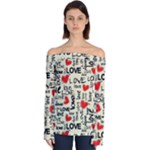 Love Abstract Background Love Textures Off Shoulder Long Sleeve Top