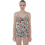 Love Abstract Background Love Textures Tie Front Two Piece Tankini