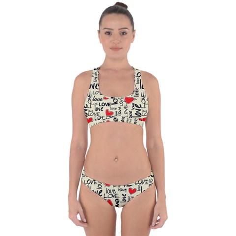 Love Abstract Background Love Textures Cross Back Hipster Bikini Set from ArtsNow.com