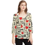 Love Abstract Background Love Textures Chiffon Quarter Sleeve Blouse