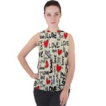 Love Abstract Background Love Textures Mock Neck Chiffon Sleeveless Top