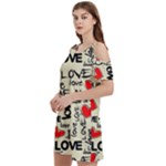 Love Abstract Background Love Textures Women s Cold Shoulder Round Neck Mini Dress