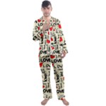 Love Abstract Background Love Textures Men s Long Sleeve Satin Pajamas Set