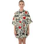 Love Abstract Background Love Textures Half Sleeve Satin Kimono 