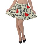 Love Abstract Background Love Textures Velvet Skater Skirt