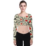 Love Abstract Background Love Textures Velvet Long Sleeve Crop Top