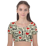 Love Abstract Background Love Textures Velvet Short Sleeve Crop Top 