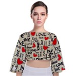 Love Abstract Background Love Textures Tie Back Butterfly Sleeve Chiffon Top