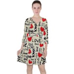 Love Abstract Background Love Textures Quarter Sleeve Ruffle Waist Dress