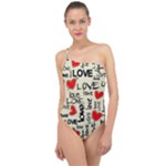 Love Abstract Background Love Textures Classic One Shoulder Swimsuit