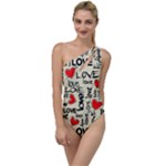 Love Abstract Background Love Textures To One Side Swimsuit