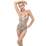 Love Abstract Background Love Textures Plunging Cut Out Swimsuit