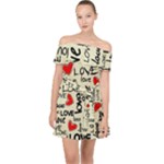 Love Abstract Background Love Textures Off Shoulder Chiffon Dress