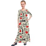 Love Abstract Background Love Textures Kids  Quarter Sleeve Maxi Dress