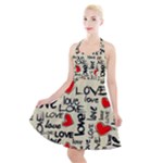 Love Abstract Background Love Textures Halter Party Swing Dress 