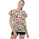 Love Abstract Background Love Textures Ruffle Collar Chiffon Blouse