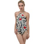 Love Abstract Background Love Textures Go with the Flow One Piece Swimsuit