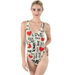 Love Abstract Background Love Textures High Leg Strappy Swimsuit