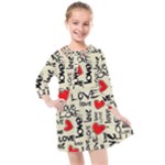 Love Abstract Background Love Textures Kids  Quarter Sleeve Shirt Dress