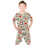 Love Abstract Background Love Textures Kids  T-Shirt and Shorts Set