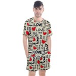 Love Abstract Background Love Textures Men s Mesh T-Shirt and Shorts Set