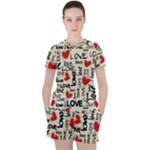 Love Abstract Background Love Textures Women s T-Shirt and Shorts Set