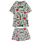 Love Abstract Background Love Textures Kids  Swim T-Shirt and Shorts Set