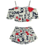 Love Abstract Background Love Textures Kids  Off Shoulder Skirt Bikini