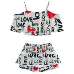 Kids  Off Shoulder Skirt Bikini 