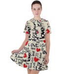 Love Abstract Background Love Textures Short Sleeve Shoulder Cut Out Dress 